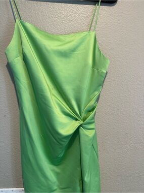 Topshop Lime Green Slip Dress with Twist Detail